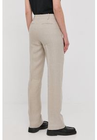 MICHAEL Michael Kors spodnie lniane MS23015A19 damskie kolor beżowy szerokie high waist. Stan: podwyższony. Kolor: beżowy. Materiał: len #4
