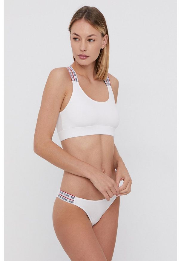Moschino Underwear - Biustonosz sportowy. Kolor: biały. Rodzaj stanika: odpinane ramiączka