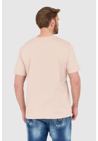 Balmain - BALMAIN Beżowy męski t-shirt z aksamitnym logo flock and foil, Rozmiar 2XL. Kolor: beżowy #5