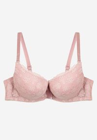 Renee - Różowy Biustonosz z Efektem Push Up z Delikatną Koronką Xilemia. Kolor: różowy. Materiał: koronka. Rodzaj stanika: push-up. Wzór: koronka