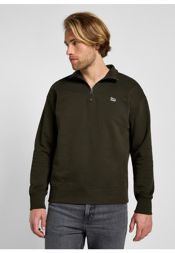Lee - LEE MĘSKA BLUZA HALF ZIP SWS OLIVE NIGHT 112355752 LL99016192