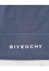 Givenchy - GIVENCHY - Wełniana niebieska czapka z logo. Kolor: niebieski. Materiał: wełna. Wzór: haft