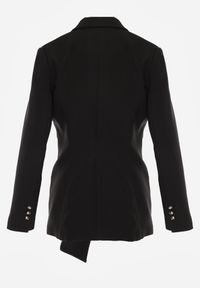Born2be - Czarna Taliowana Marynarka z Wiskozą z Marszczeniem i Aplikacją przy Wiązaniu Alyndra. Okazja: na spotkanie biznesowe, do pracy. Kolor: czarny. Materiał: wiskoza. Wzór: aplikacja. Styl: biznesowy, elegancki, wizytowy #8