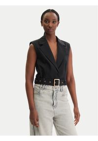 Karl Lagerfeld - KARL LAGERFELD Kamizelka garniturowa B1W14009 Czarny Slim Fit. Typ kołnierza: dekolt w karo. Kolor: czarny. Materiał: syntetyk #1