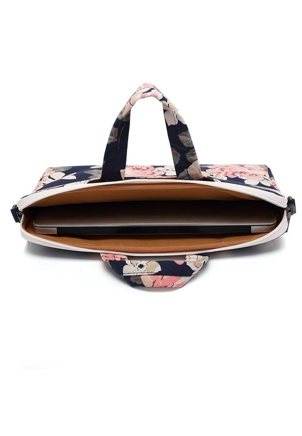 CANVASLIFE - Torba Canvaslife 15''-16'' navy rose. Materiał: materiał. Wzór: aplikacja, kwiaty