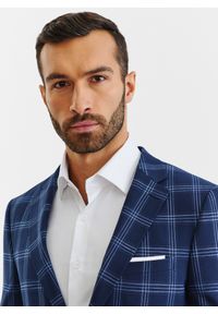Pako Lorente - PAKO LORENTE – Granatowa marynarka garniturowa w niebieską kratę. Kolor: niebieski. Materiał: wiskoza, poliester, elastan