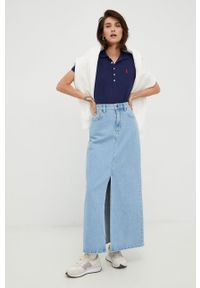 Polo Ralph Lauren polo damski kolor granatowy z kołnierzykiem. Typ kołnierza: polo. Kolor: niebieski. Długość rękawa: krótki rękaw. Długość: krótkie. Wzór: aplikacja #5