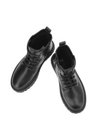 Big-Star - Czarne Botki Big Star Ocieplane Buty Damskie. Okazja: na co dzień. Zapięcie: sznurówki. Kolor: czarny. Materiał: skóra ekologiczna. Styl: casual, klasyczny, elegancki #3