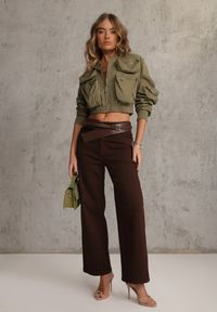 Renee - Ciemnobrązowe Szerokie Jeansy High Waist z Bawełny Physossia. Stan: podwyższony. Kolor: brązowy. Długość: długie. Styl: klasyczny #1