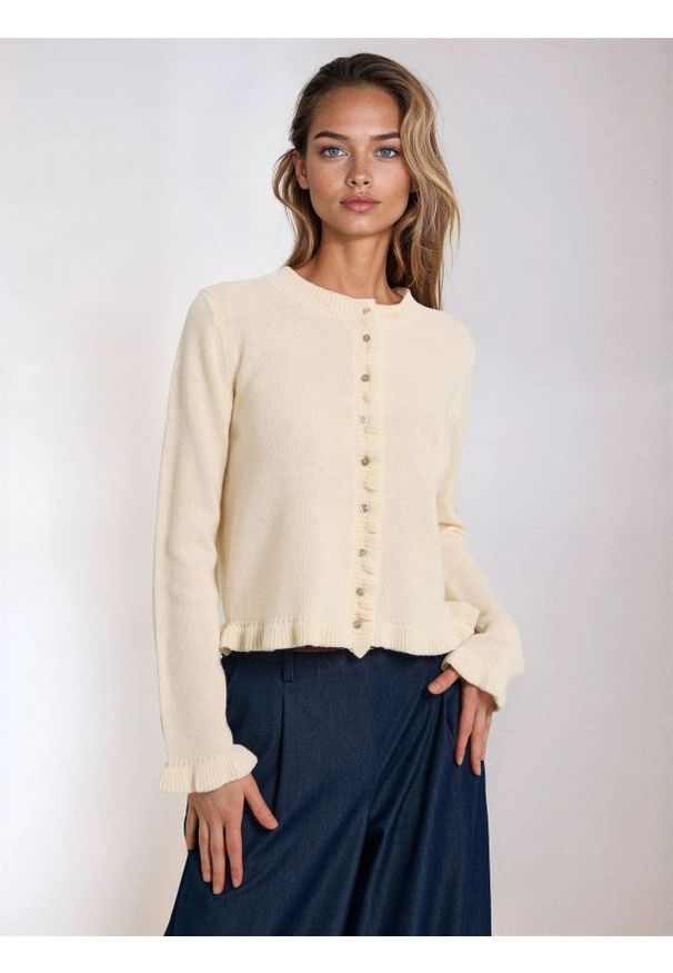 Sinsay - Sweter z ozdobnymi guzikami - kremowy. Kolor: kremowy