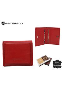 Portfel skórzany Peterson PTN RD-220-GCL czerwony. Kolor: czerwony. Materiał: skóra