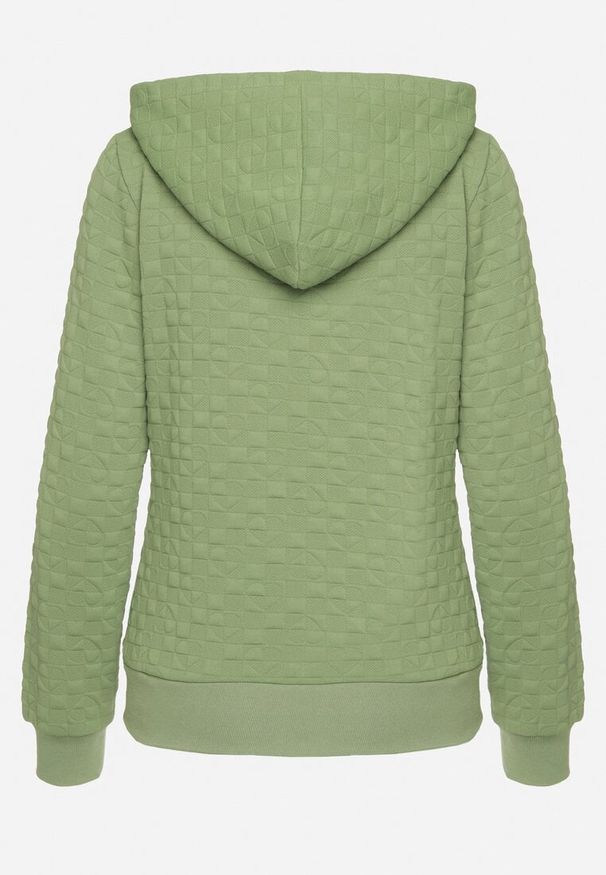 Born2be - Zielona Rozpinana Bluza z Dodatkiem Bawełny Ozdobiona Troczkami Arsolina. Okazja: na co dzień. Kolor: zielony. Materiał: bawełna. Długość rękawa: długi rękaw. Długość: długie. Wzór: aplikacja. Styl: casual