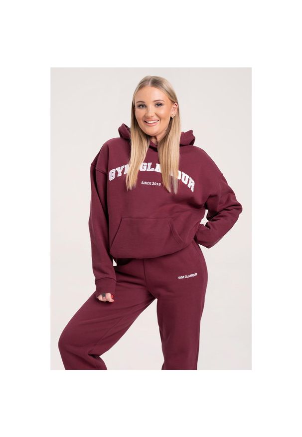 GYM GLAMOUR - Bluza fitness damska Gym Glamour college. Kolor: czerwony, wielokolorowy, brązowy. Sport: fitness