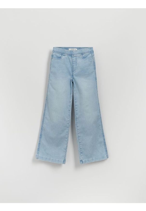 Reserved - Elastyczne jeansy wide leg - niebieski. Kolor: niebieski
