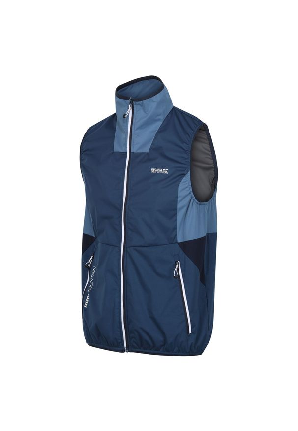 Kamizelka turystyczna męska Lankin Regatta softshell. Kolor: niebieski. Materiał: softshell. Długość rękawa: bez rękawów. Sport: turystyka piesza