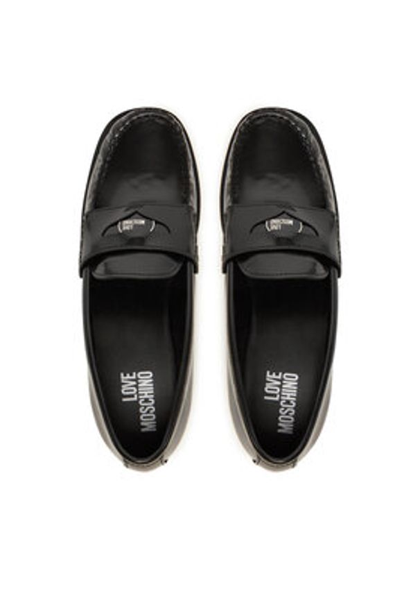 Love Moschino - LOVE MOSCHINO Mokasyny JA10222G1NJD000A40 Czarny. Kolor: czarny. Materiał: skóra