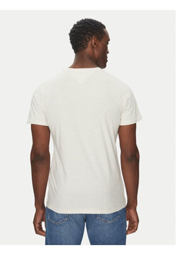Tommy Jeans T-Shirt Essential DM0DM20740 Beżowy Slim Fit. Kolor: beżowy. Materiał: bawełna