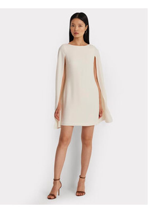 Lauren Ralph Lauren Sukienka koktajlowa 253855210006 Écru Relaxed Fit. Materiał: syntetyk. Styl: wizytowy