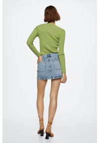 mango - Mango spódnica jeansowa Mom80 mini prosta. Okazja: na co dzień. Kolor: niebieski. Materiał: jeans. Styl: casual #4