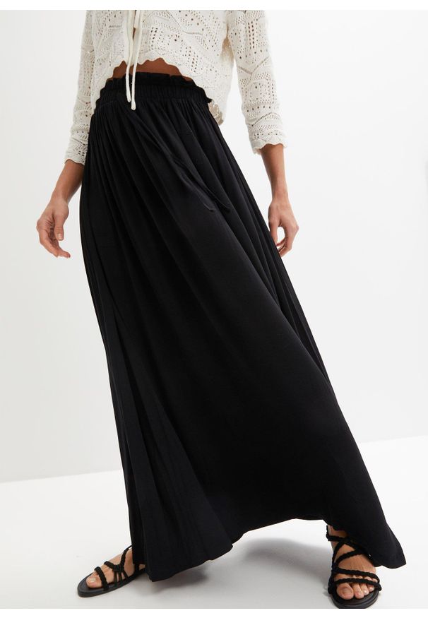bonprix - Spódnica z dżerseju z wiskozy. Kolor: czarny. Materiał: jersey, wiskoza