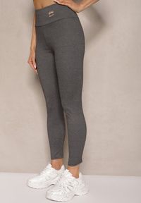 Renee - Szare Legginsy High Waist Ozdobione Aplikacją Sevirra. Okazja: do pracy, na spotkanie biznesowe, na co dzień. Stan: podwyższony. Kolor: szary. Długość: długie. Wzór: aplikacja. Styl: casual, elegancki, biznesowy
