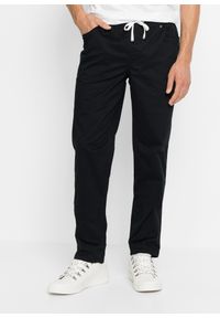 bonprix - Spodnie z gumką w talii Regular Fit Straight. Kolor: czarny #1