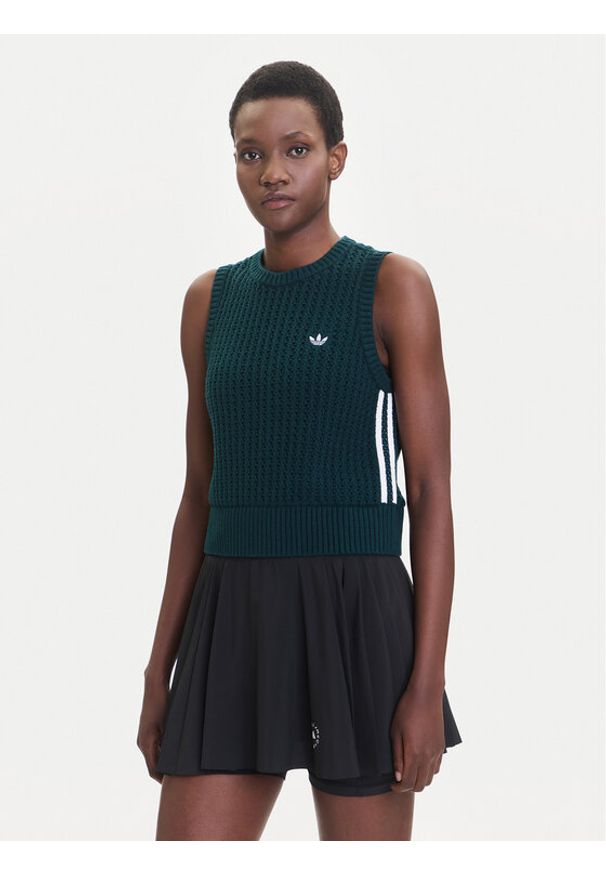 Adidas - adidas Top adicolor JW4993 Zielony Regular Fit. Kolor: zielony. Materiał: bawełna