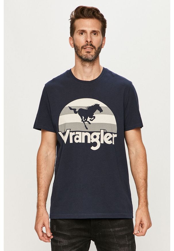 Wrangler - MĘSKI T-SHIRT WRANGLER SS HORSE TEE NAVY W7M9D3114 112131900