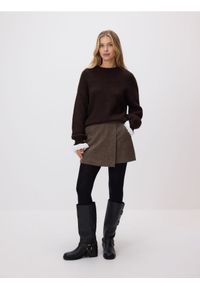 Reserved - Sweter z dodatkiem wełny - ciemnobrązowy. Kolor: brązowy. Materiał: wełna