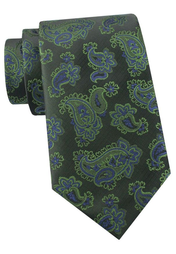Krawat Męski - Angelo di Monti - Zielony, Wzór Paisley. Kolor: zielony. Materiał: tkanina. Wzór: paisley. Styl: elegancki, wizytowy