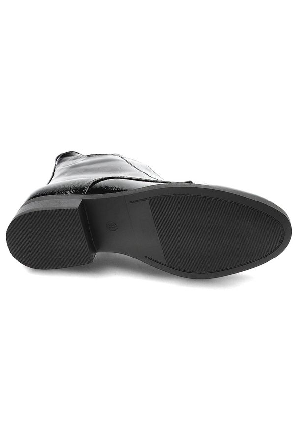 Czarne Botki S.Barski Ocieplane Obuwie Damskie. Okazja: na co dzień. Kolor: czarny. Materiał: materiał, lakier. Sezon: zima, jesień. Obcas: na obcasie. Styl: elegancki, casual. Wysokość obcasa: niski