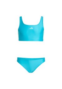 Adidas - 3-Stripes V-Back Bikini. Kolor: niebieski. Materiał: guma. Wzór: nadruk #1
