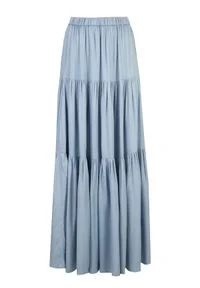 TOP SECRET - Długa spódnica z falbanami z szeroką gumką w pasie. Kolor: niebieski. Długość: długie #7