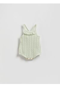 Reserved - Ażurowe body - jasnozielony. Kolor: zielony. Materiał: bawełna, dzianina. Wzór: ażurowy