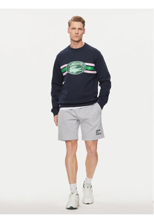 Lacoste Bluza SH1420 Granatowy Regular Fit. Kolor: niebieski. Materiał: bawełna