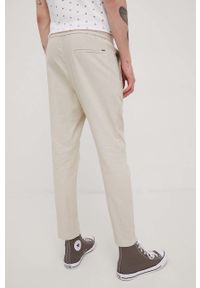 Only & Sons spodnie z domieszką lnu męskie kolor beżowy proste. Okazja: na co dzień. Kolor: beżowy. Materiał: len. Styl: casual
