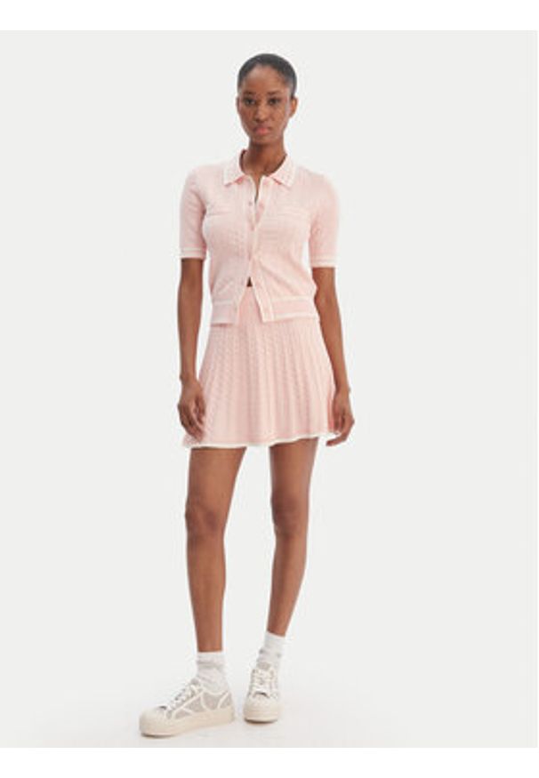 Guess Kardigan V6RR02 Z4652 Różowy Regular Fit. Kolor: różowy. Materiał: syntetyk, wiskoza