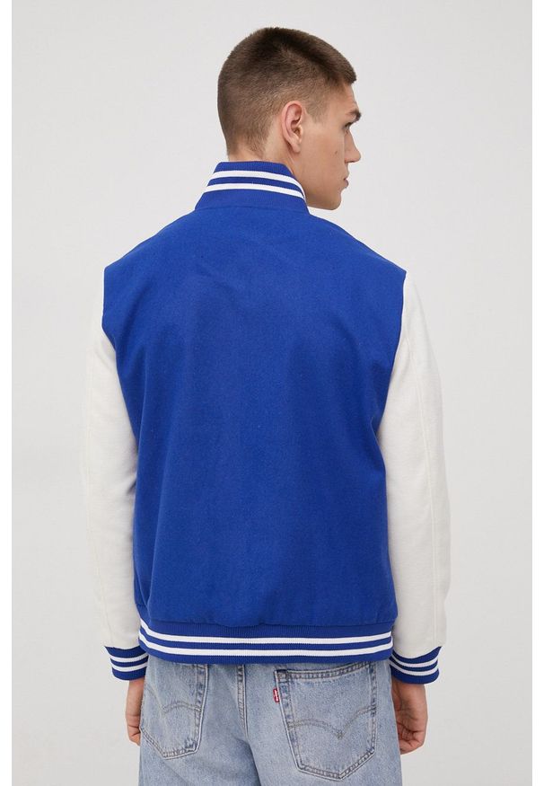 Sixth June kurtka bomber wełniana przejściowa. Okazja: na co dzień. Kolor: niebieski. Materiał: wełna. Styl: casual