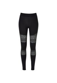 Legging inkrustowany damską koronką szydełkową Urban Classics. Kolor: czarny. Materiał: koronka. Wzór: koronka #1