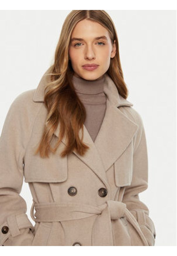 ACCESS FASHION Płaszcz przejściowy 44-9001-119 Beżowy Relaxed Fit. Kolor: beżowy. Materiał: syntetyk