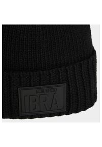 DSQUARED2 Czarna wełniana czapka ibra. Kolor: czarny. Materiał: wełna #3