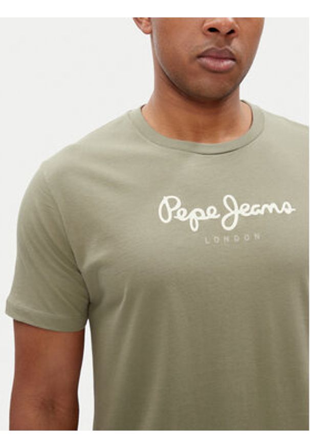 Pepe Jeans T-Shirt Eggo N PM508208 Zielony Regular Fit. Kolor: zielony. Materiał: bawełna