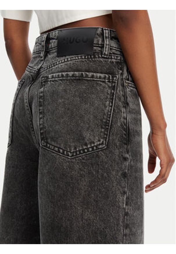 Hugo - HUGO Jeansy Gevane 50530309 Czarny Wide Leg. Kolor: czarny