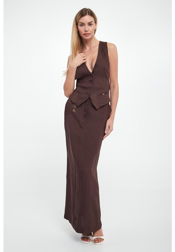 Elisabetta Franchi - Kamizelka damska lniana ELISABETTA FRANCHI. Materiał: len