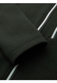 Ombre Clothing - Strukturalna kurtka biker męska ze stójką – ciemnozielona V3 - Rozmiar: L. Okazja: na co dzień. Typ kołnierza: kołnierzyk stójkowy. Kolor: zielony. Materiał: skóra, poliester, dzianina. Styl: casual, elegancki #6