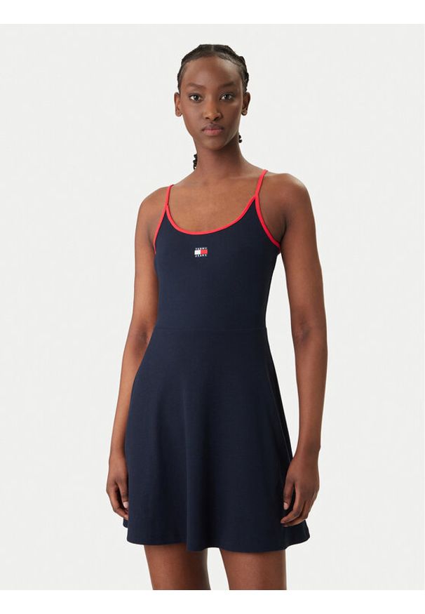 Tommy Jeans Sukienka codzienna DW0DW22335 Granatowy Slim Fit. Okazja: na co dzień. Kolor: niebieski. Materiał: bawełna. Typ sukienki: proste. Styl: casual