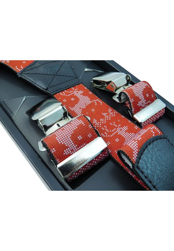 Modini - Świąteczne szelki - renifery SZ76. Materiał: skóra, guma