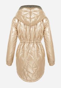 Born2be - Złota Kurtka Pikowana Bemius. Kolor: złoty. Materiał: wełna, materiał. Długość: długie #3