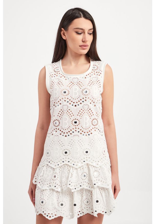 Blugirl Blumarine - Bluzka BLUGIRL BLUMARINE. Długość rękawa: bez rękawów. Wzór: aplikacja, ażurowy, haft