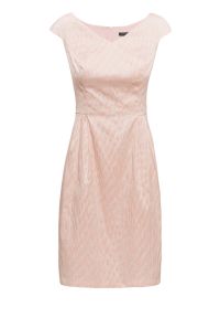 Vito Vergelis - Różowa sukienka wizytowa. Okazja: na ślub cywilny, na komunię, na wesele. Kolor: różowy. Materiał: tkanina. Wzór: nadruk, motyw zwierzęcy. Sezon: lato. Styl: wizytowy #1